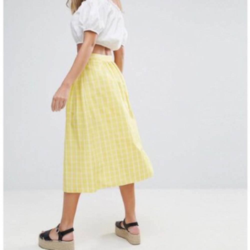 New ASOS Yellow Checked Long Skort - Picture 3 of 8